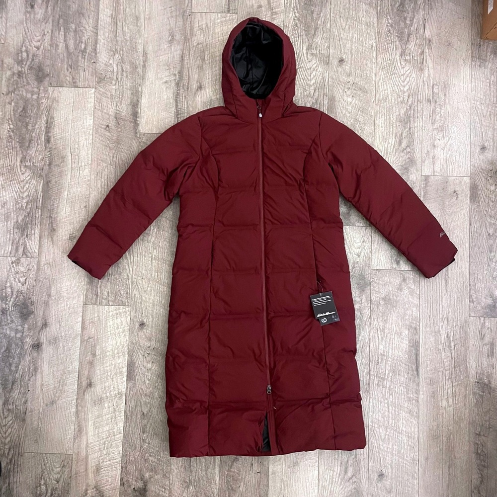 Eddie Bauer Glacier Peak Seam-Sealed Down Parka Burgundy 650 Puffer Jacket L